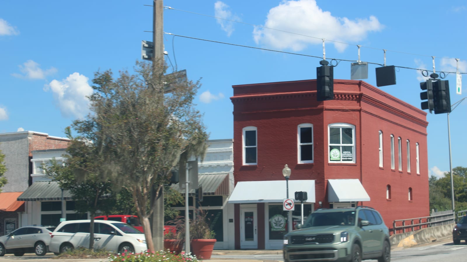 Historic storefronts in downtown Milton, Florida