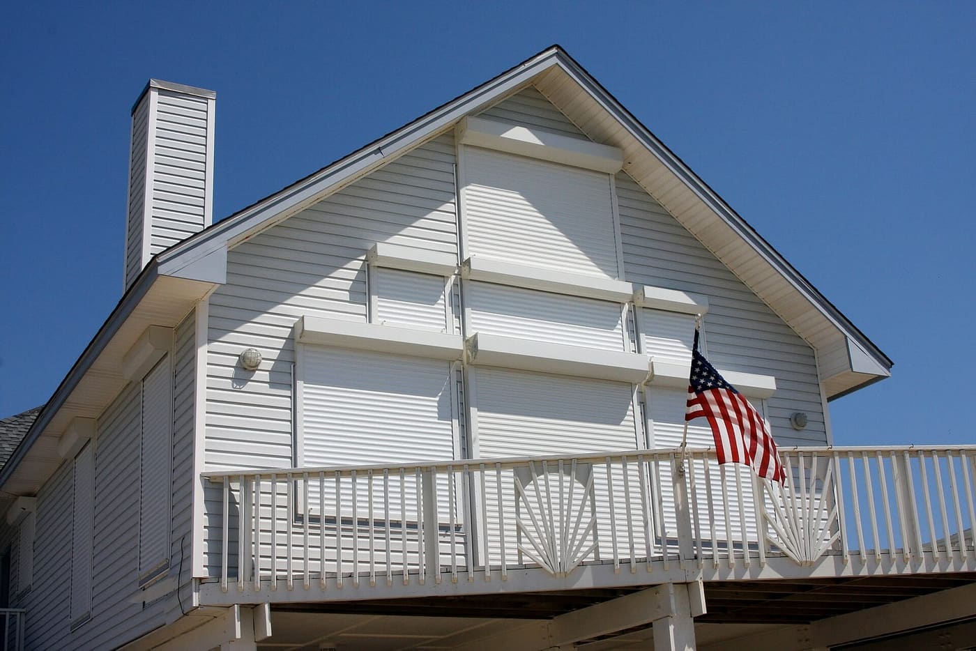 Florida home fitted with roll-down hurricane shutters